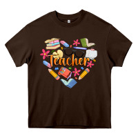 Chocolate Brown teacher heart Heavy Core Tee - Artiststas