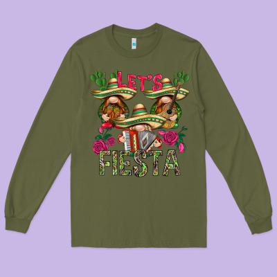 Let's Fiesta With Gnomies Mexico Long Sleeve Tee Designed By Howdyjamesfarm