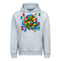 Heather Grey autism sunflower ribbon Urban Hoodie - AdoDesignShop