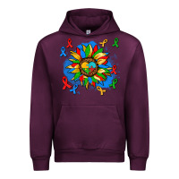 Mauve Wine autism sunflower ribbon Urban Hoodie - AdoDesignShop