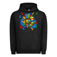 Pigment Black autism sunflower ribbon Urban Hoodie - AdoDesignShop