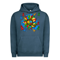 Pigment Midnight Navy autism sunflower ribbon Urban Hoodie - AdoDesignShop