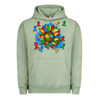 Pigment Oil Green autism sunflower ribbon Urban Hoodie - AdoDesignShop