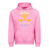 Fuchsia Pink this is how we jew it funny jewish ugly hanukkah christmas Urban Hoodie - minhPixels