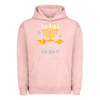 Pigment Salmon this is how we jew it funny jewish ugly hanukkah christmas Urban Hoodie - minhPixels