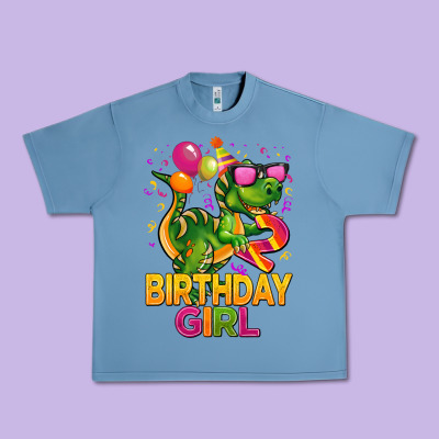 2rd Birthday Girl T Rex Pink Urban Heavy Tee Designed By Cowgirlartshop