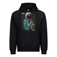 Black astronaut space travel retro aesthetic streetwear t shirt Urban Hoodie - minhPixels