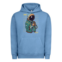 Pigment Pebble Blue astronaut space travel retro aesthetic streetwear t shirt Urban Hoodie - minhPixels