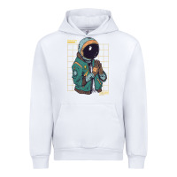 White astronaut space travel retro aesthetic streetwear t shirt Urban Hoodie - minhPixels