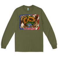 Army Green Patriotic Sunflower God Bless America Long Sleeve Tee - Jasminsmagicworld