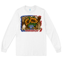 White Patriotic Sunflower God Bless America Long Sleeve Tee - Jasminsmagicworld