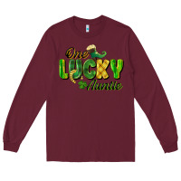 Burgundy One Lucky Auntie St. Patrick's Day Long Sleeve Tee - CowGirlArtShop