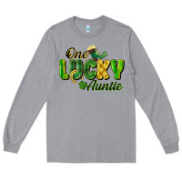 Heather Grey One Lucky Auntie St. Patrick's Day Long Sleeve Tee - CowGirlArtShop