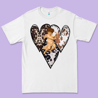 Country Cupid Valentine Cowhide Heart Premium Tee Designed By Bettercallsaul