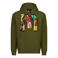 Army Green farm life alphabet lowercase letters m Premium Hoodie - BundleAndBundleShop
