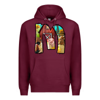Burgundy farm life alphabet lowercase letters m Premium Hoodie - BundleAndBundleShop