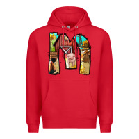 Red farm life alphabet lowercase letters m Premium Hoodie - BundleAndBundleShop