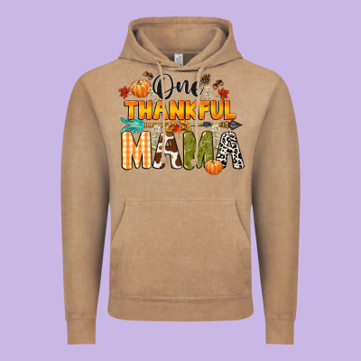 One Thankful Mama Vintage Hoodie Designed By Cowgirlartshop