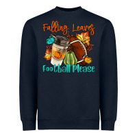 Navy Falling Leaves Football Please Heavyweight Sweatshirt - LillyAllenDesigns