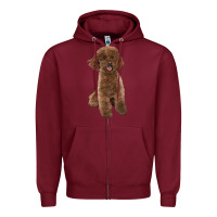 Burgundy Poodles Dog lllustrations Zipper Hoodie - LillyAllenDesigns
