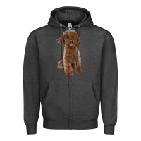 Charcoal Heather Poodles Dog lllustrations Zipper Hoodie - LillyAllenDesigns