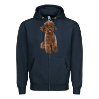 Navy Poodles Dog lllustrations Zipper Hoodie - LillyAllenDesigns