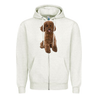 Oatmeal Heather Poodles Dog lllustrations Zipper Hoodie - LillyAllenDesigns