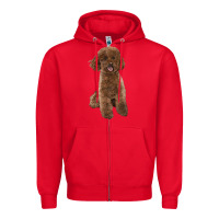 Red Poodles Dog lllustrations Zipper Hoodie - LillyAllenDesigns