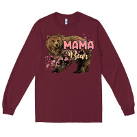 Burgundy Mama bear mother's day Long Sleeve Tee - HowdyJamesFarm
