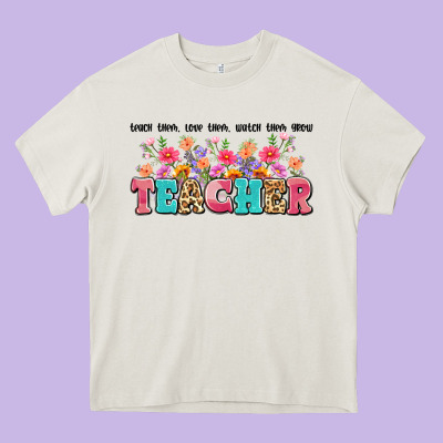 Teach Them Love Them Watch Them Grow Teacher Heavy Core Tee Designed By Artiststas