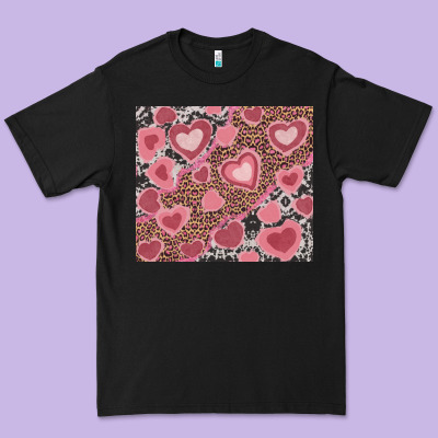 Valentine's Day Hearts With Leopard And Cowhide Premium Tee Designed By Ranaportraitstore