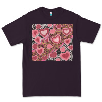 Plum valentine's day hearts with leopard and cowhide Premium Tee - RanaPortraitStore