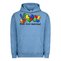 Pigment Pebble Blue peace love  cure Urban Hoodie - AdoDesignShop