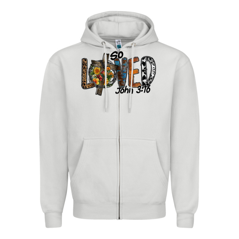 So Loved Jhon 3.16 Zipper Hoodie by SublimationCraftShop | Teevron