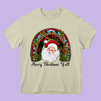 Merry Christmas Y'all Rainbow Heavy Core Tee Designed By Jahusdesignshop