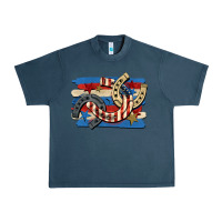 Midnight Navy 4th of july horseshoe Urban Heavy Tee - CowGirlArtShop