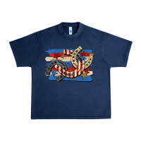 Navy 4th of july horseshoe Urban Heavy Tee - CowGirlArtShop