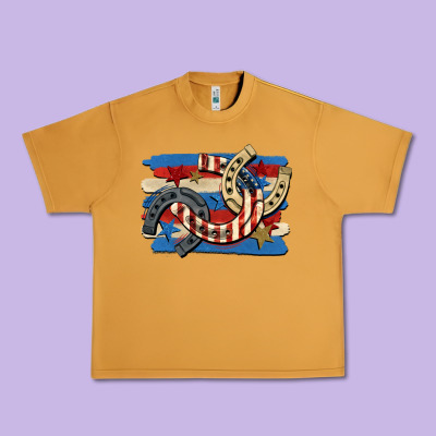 4th Of July Horseshoe Urban Heavy Tee Designed By Cowgirlartshop