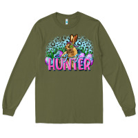 Army Green Egg hunter Easter Day Long Sleeve Tee - CowGirlArtShop