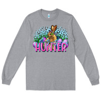 Heather Grey Egg hunter Easter Day Long Sleeve Tee - CowGirlArtShop
