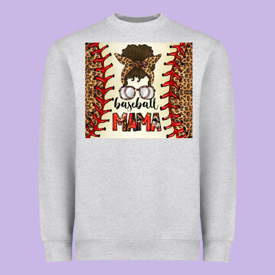 Baseball Mom Messy Bun Heavyweight Sweatshirt Designed By Cowhidedigitalart