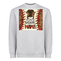 Heather Grey Baseball Mom Messy Bun Heavyweight Sweatshirt - CowhideDigitalArt