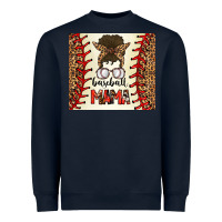 Navy Baseball Mom Messy Bun Heavyweight Sweatshirt - CowhideDigitalArt