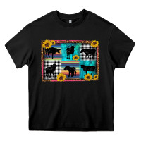 Black cow sunflower leopard Heavy Core Tee - Artiststas