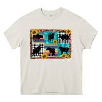 Cream cow sunflower leopard Heavy Core Tee - Artiststas