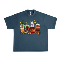 Midnight Navy Christmas coffee cups with White Shepherd Urban Heavy Tee - RanaPortraitStore