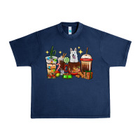 Navy Christmas coffee cups with White Shepherd Urban Heavy Tee - RanaPortraitStore