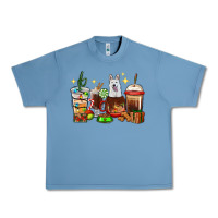 Pebble Blue Christmas coffee cups with White Shepherd Urban Heavy Tee - RanaPortraitStore