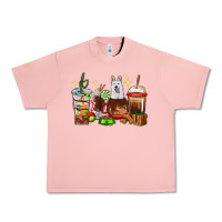 Salmon Christmas coffee cups with White Shepherd Urban Heavy Tee - RanaPortraitStore