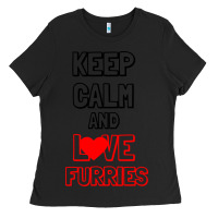 Black Keep Calm And Love Furries Ladies Tee - Bettercallsaul